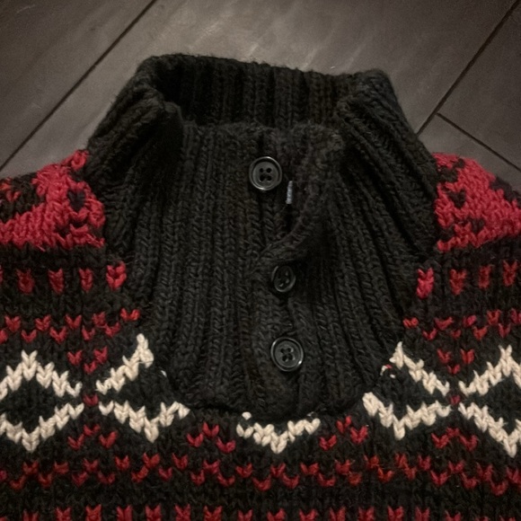 Janie & Jack heavy red, navy & white winter print button neck sweater sz 5T EUC - Picture 3 of 4